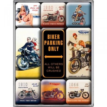 Набор из 9 магнитов Nostalgic Art "Biker Parking Only" (83018)